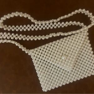 Faux peal accent cross body bag